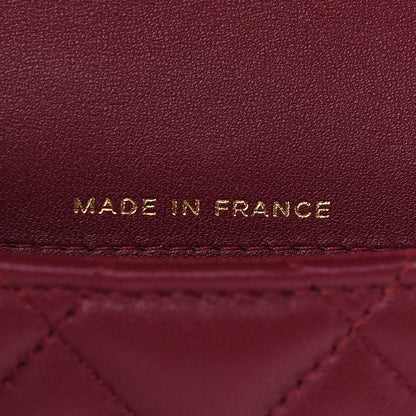 Chanel Lambskin Quilted Top Handle Flap Coin Purse With Chain Burgundy 7 of 11