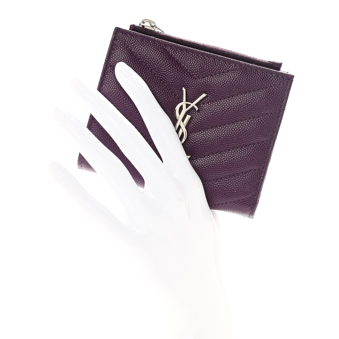 Grain De Poudre Matelasse Chevron Monogram Zipped Card Case Lilac