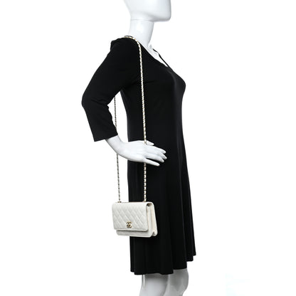 Chanel Lambskin Quilted Trendy CC Wallet On Chain WOC White 2 of 10