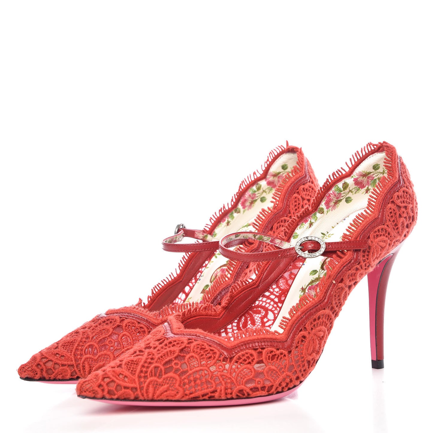 Lace Pizzo Venice Pumps 39.5 Hibiscus Red