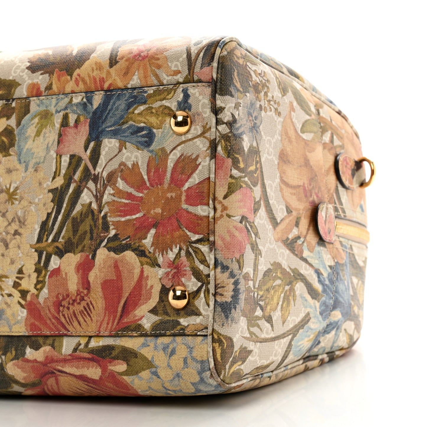 GG Supreme Monogram Ophidia Flora Print Large Duffle Bag Beige Blue Multicolor