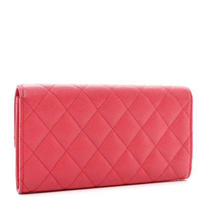 Chanel Caviar Quilted Large Gusset Flap Wallet Pink 3 of 8