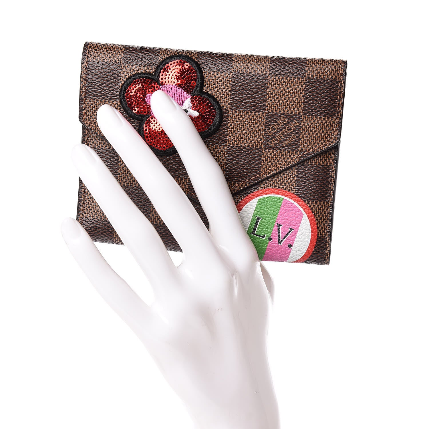 Louis Vuitton Damier Ebene Stories Victorine Wallet Red 2 of 7