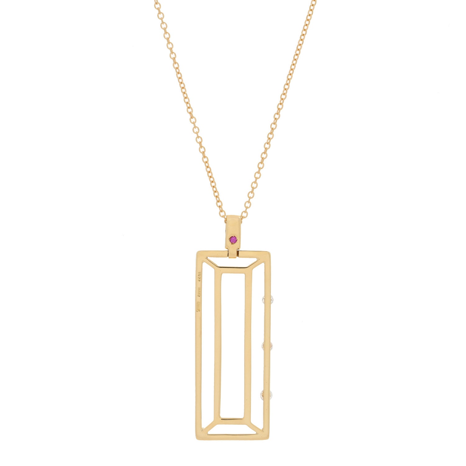 Roberto Coin 18K Yellow Gold Diamond Double Rectangular Pendant Necklace 4 of 4
