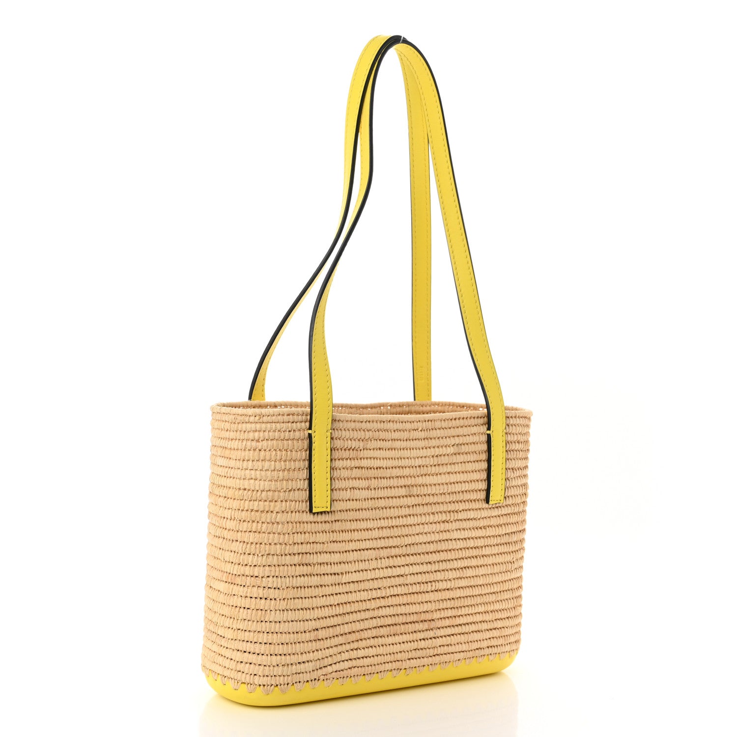 Loewe Raffia Square Mini Anagram Basket Tote Bag Natural Yellow 3 of 10