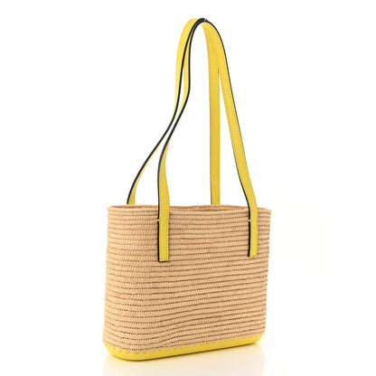 Loewe Raffia Square Mini Anagram Basket Tote Bag Natural Yellow 3 of 10