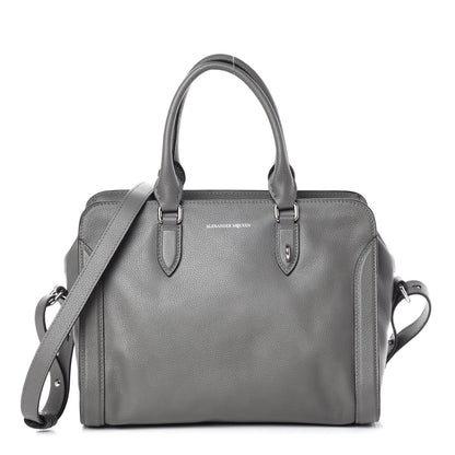 Alexander McQueen Pebbled Calfskin Small Skull Padlock Zip Around Tote Grey 1 of 9