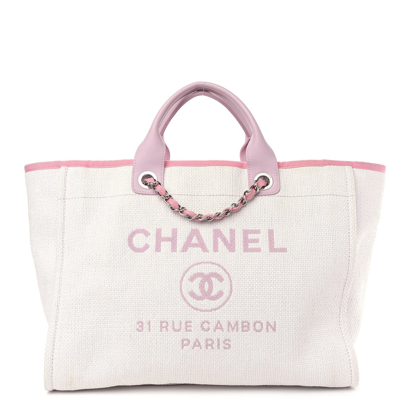 Woven Straw Raffia Large Deauville Tote Pink