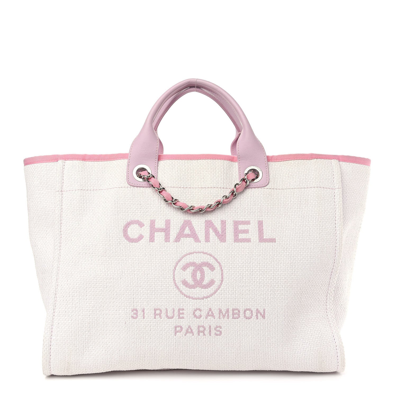 Chanel Woven Straw Raffia Large Deauville Tote Pink 1 of 10