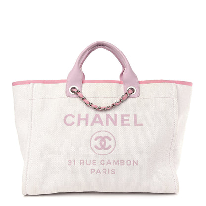Chanel Woven Straw Raffia Large Deauville Tote Pink 1 of 10