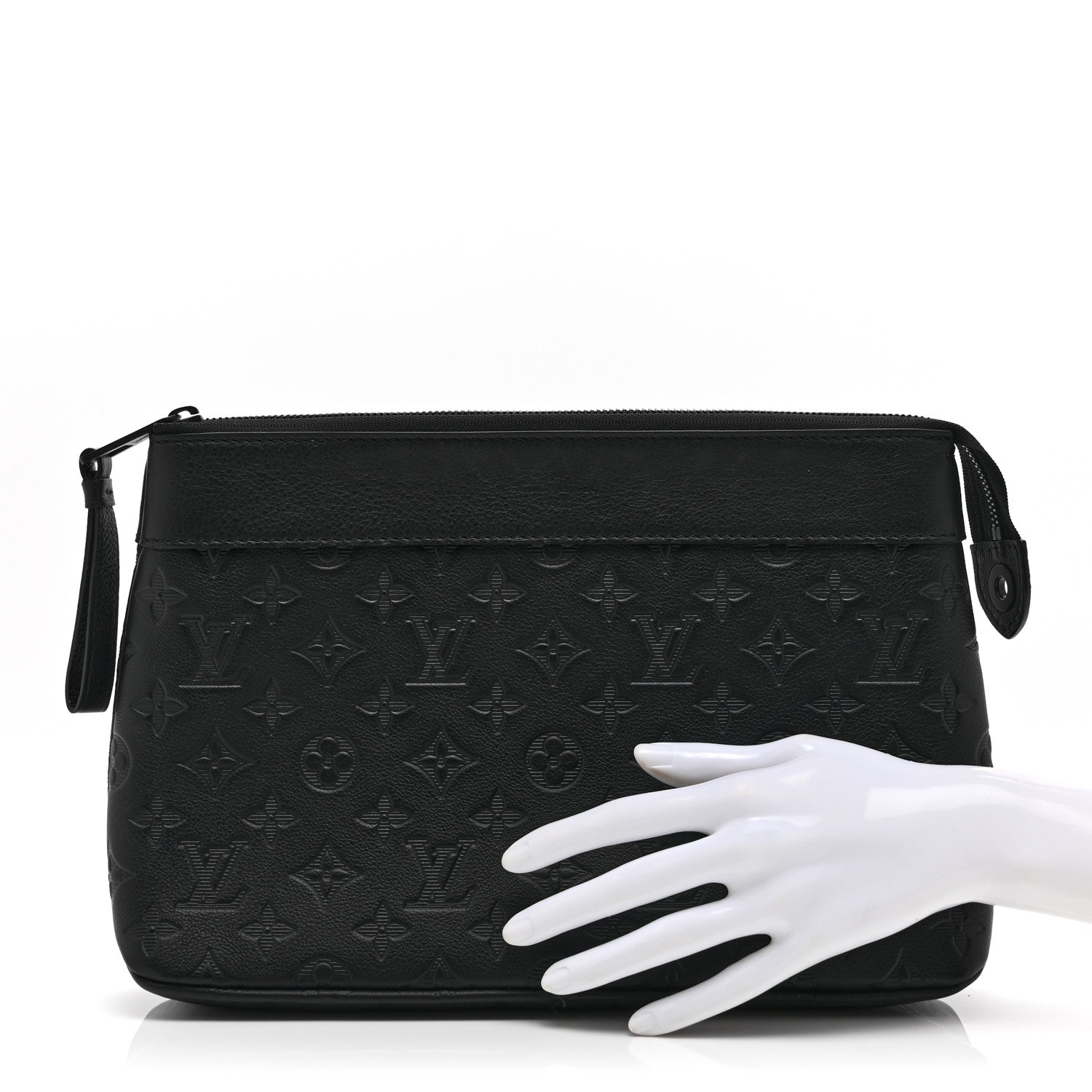 Louis Vuitton Shadow Calfskin Monogram Pochette Voyage Souple Black 2 of 8