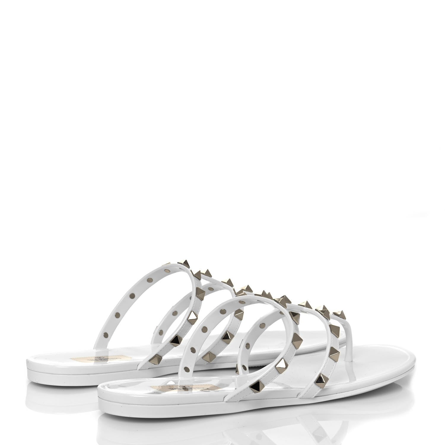 Valentino Garavani PVC Jelly Rockstud Caged Flat Thong Sandals 41 Optic White 4 of 8
