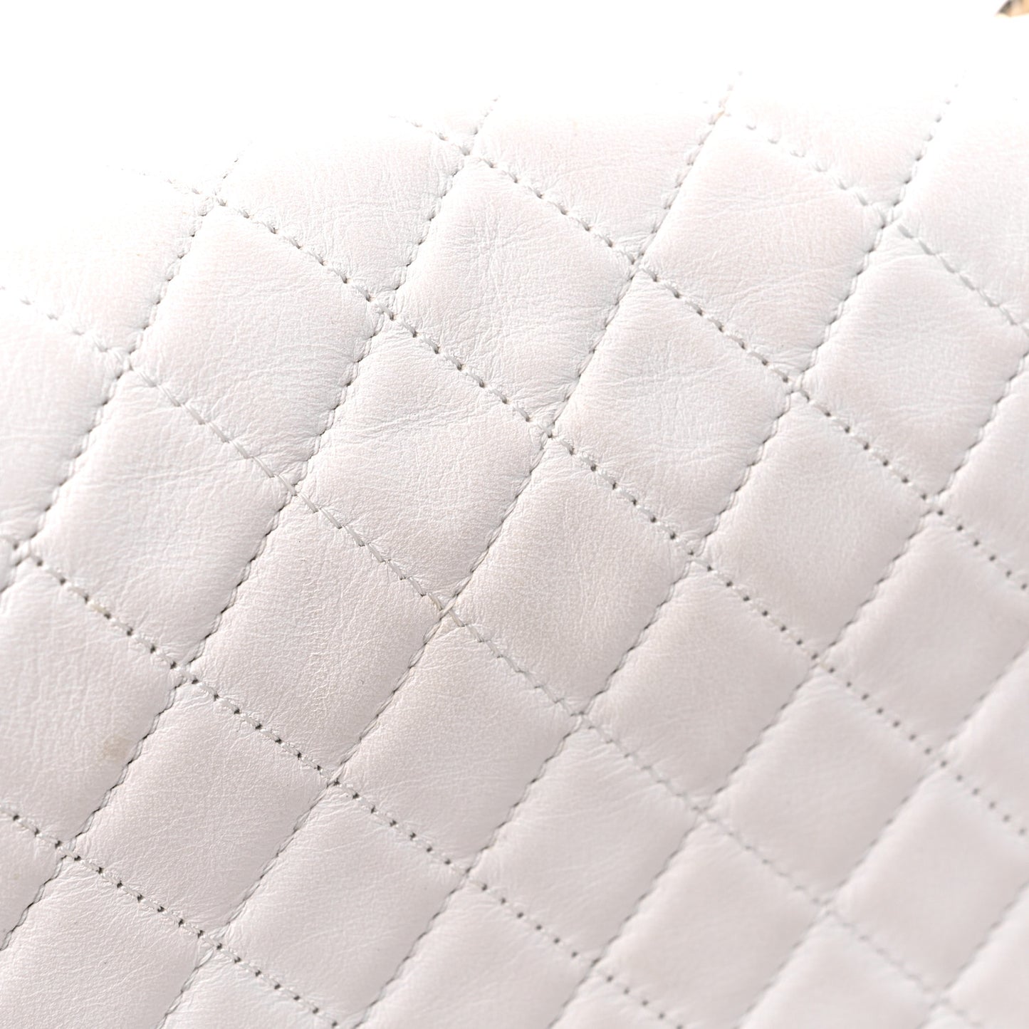 Lambskin Quilted Medium Boy Flap White