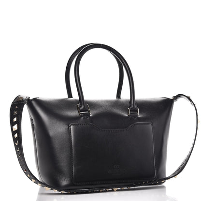 Valentino Garavani Calfskin Small Rockstud Demilune Double Handle Satchel Black 4 of 10