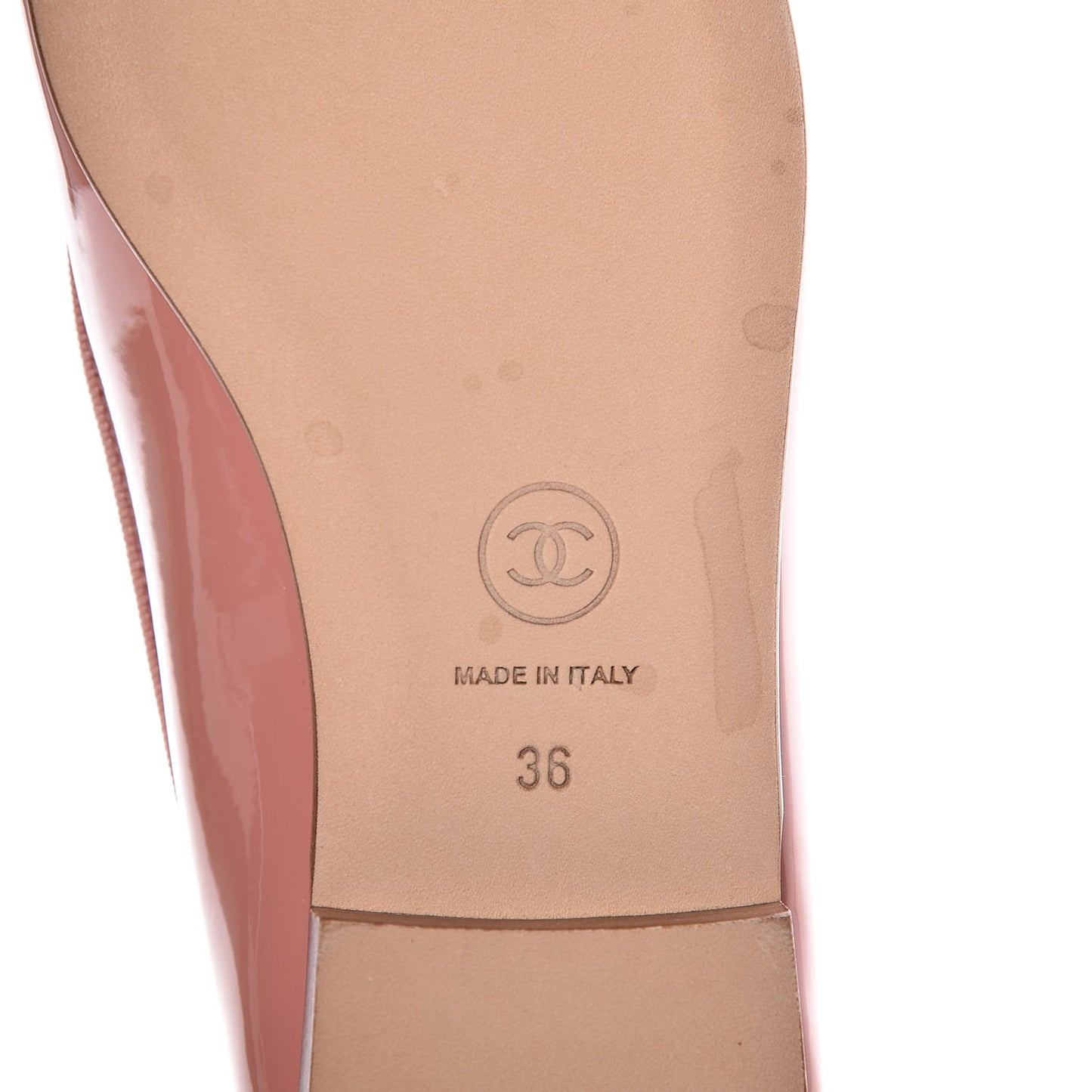 Patent Calfskin CC Cap Toe Ballerina Flats 36 Dark Pink