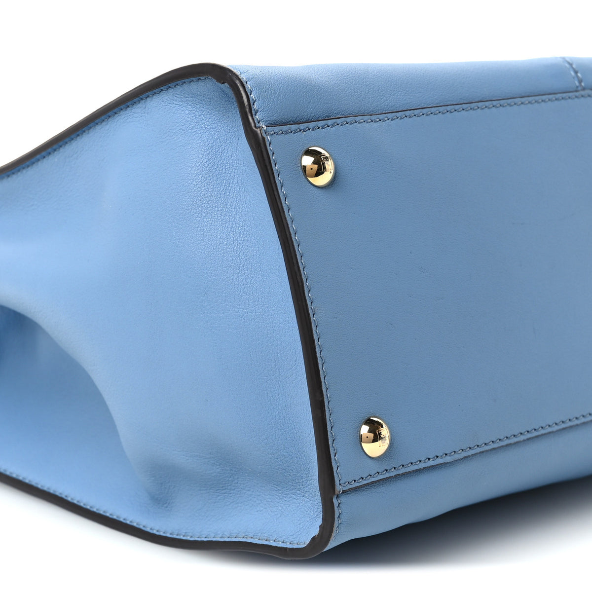 Fendi Vitello Seta Nabuk Pequin Medium Peekaboo X-Lite Blue Brown 9 of 10
