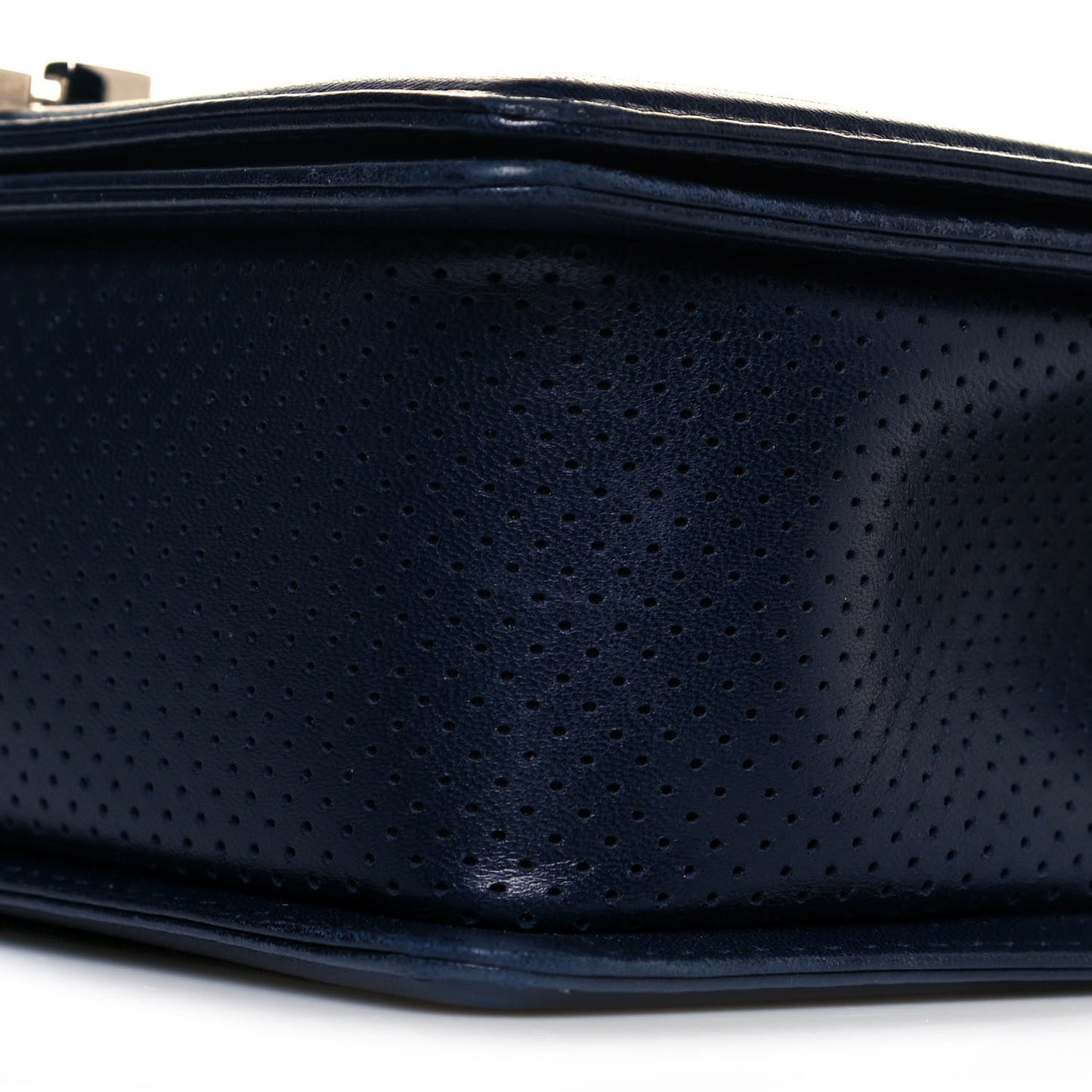 Lambskin Perforated Medium Boy Flap Navy