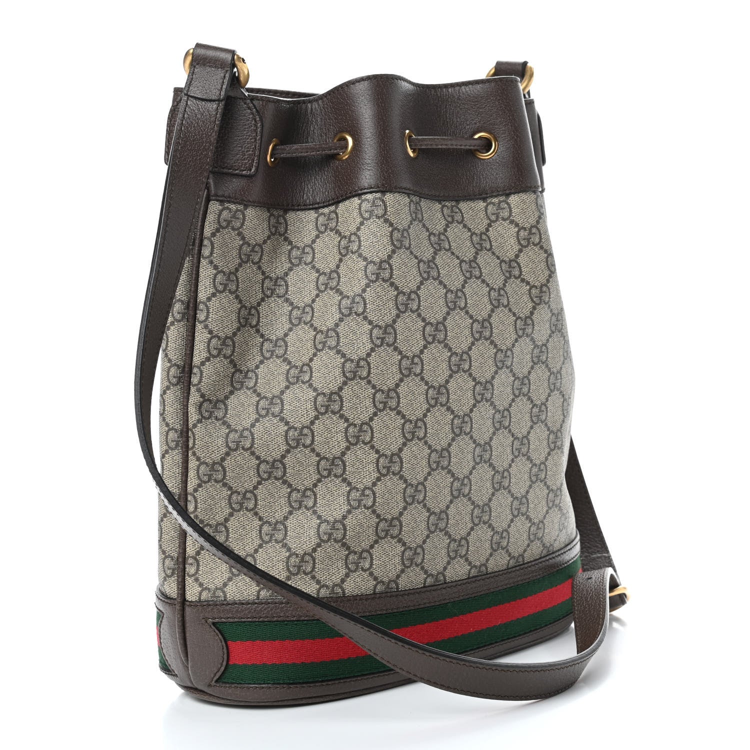 Gucci GG Supreme Monogram Web Ophidia Bucket Bag Brown 3 of 9