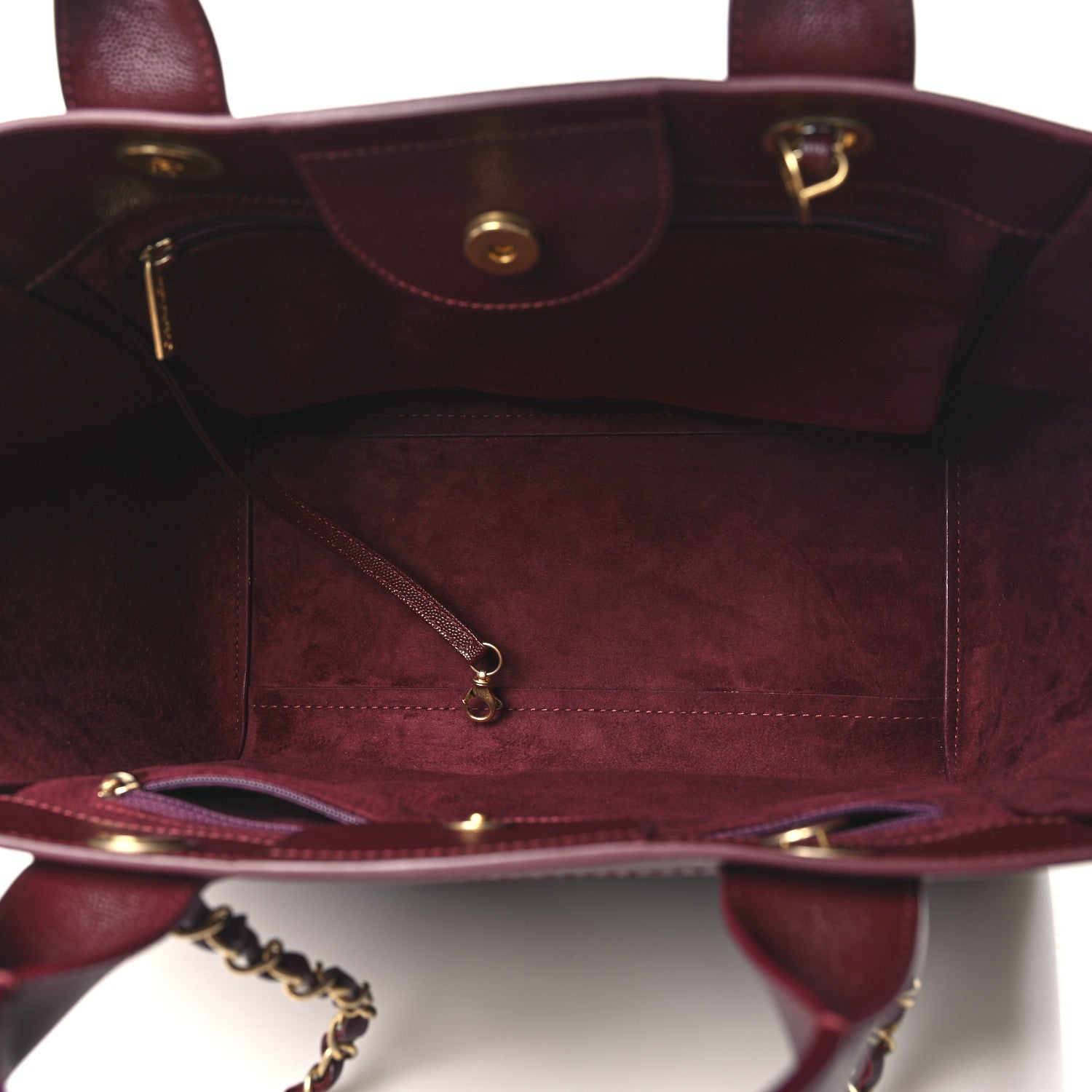 Chanel Caviar Small Studded Deauville Tote Burgundy 5 of 10