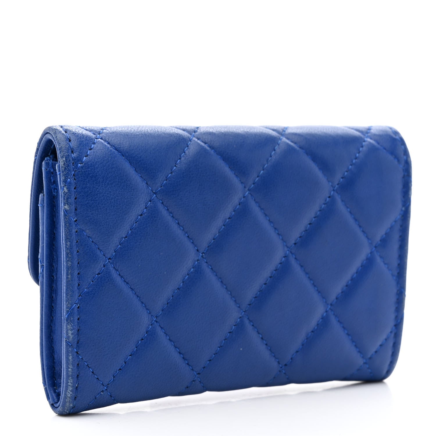Chanel Lambskin Quilted Flap Card Holder Royal Blue 3 of 14