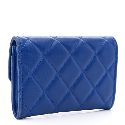 Chanel Lambskin Quilted Flap Card Holder Royal Blue 3 of 14