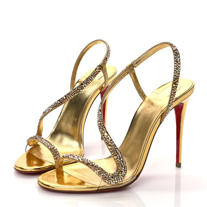 Christian Louboutin Crystal Strass Rosalie 100 Sandals 37 Cry Aurum Gold 3 of 8
