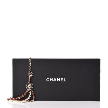 Chanel Lambskin Pearl Chain Camellia Fancy Belt 80 Black Red Gold 6 of 6