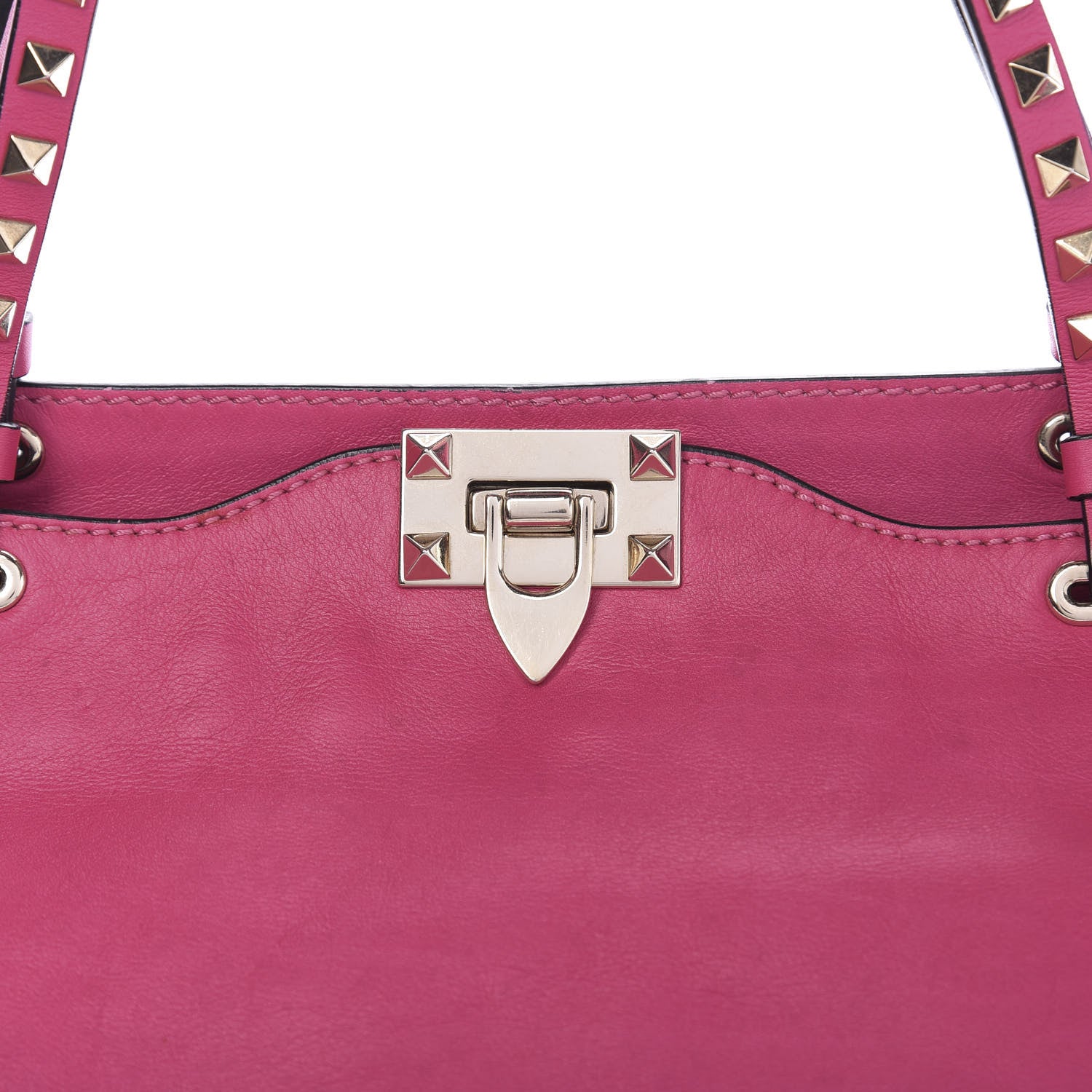 Valentino Garavani Vitello Medium Rockstud Tote Pop Fuxia 11 of 11