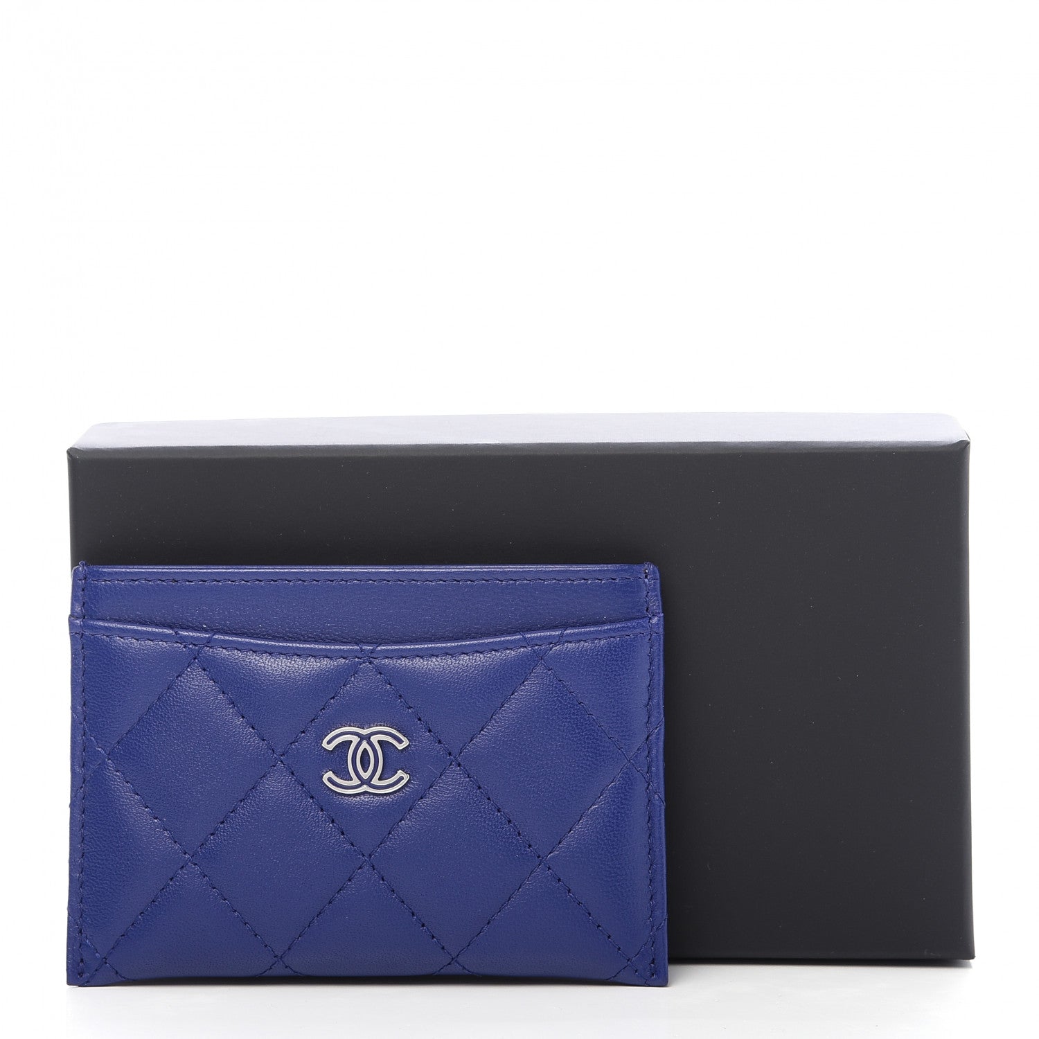 Chanel Lambskin Quilted Card Holder Blue 9 of 9