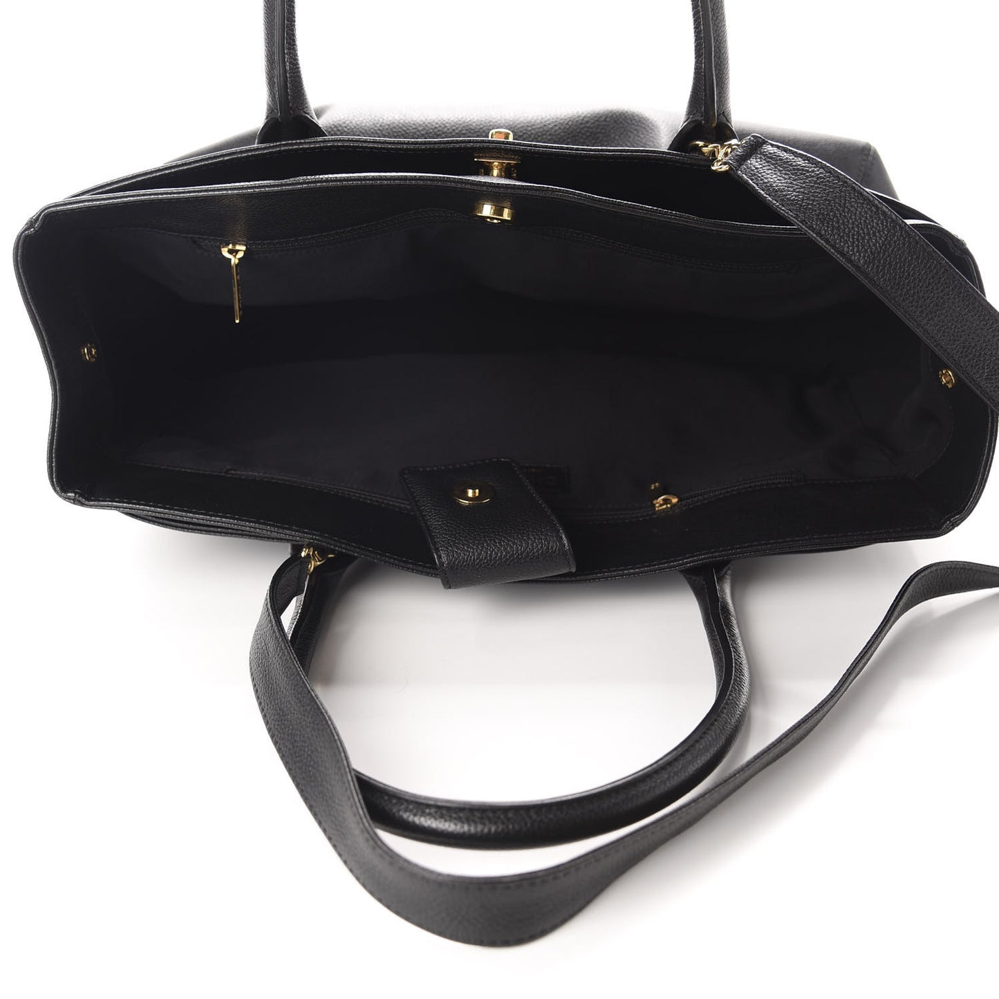 Calfskin Cerf Executive Shopper Tote Black