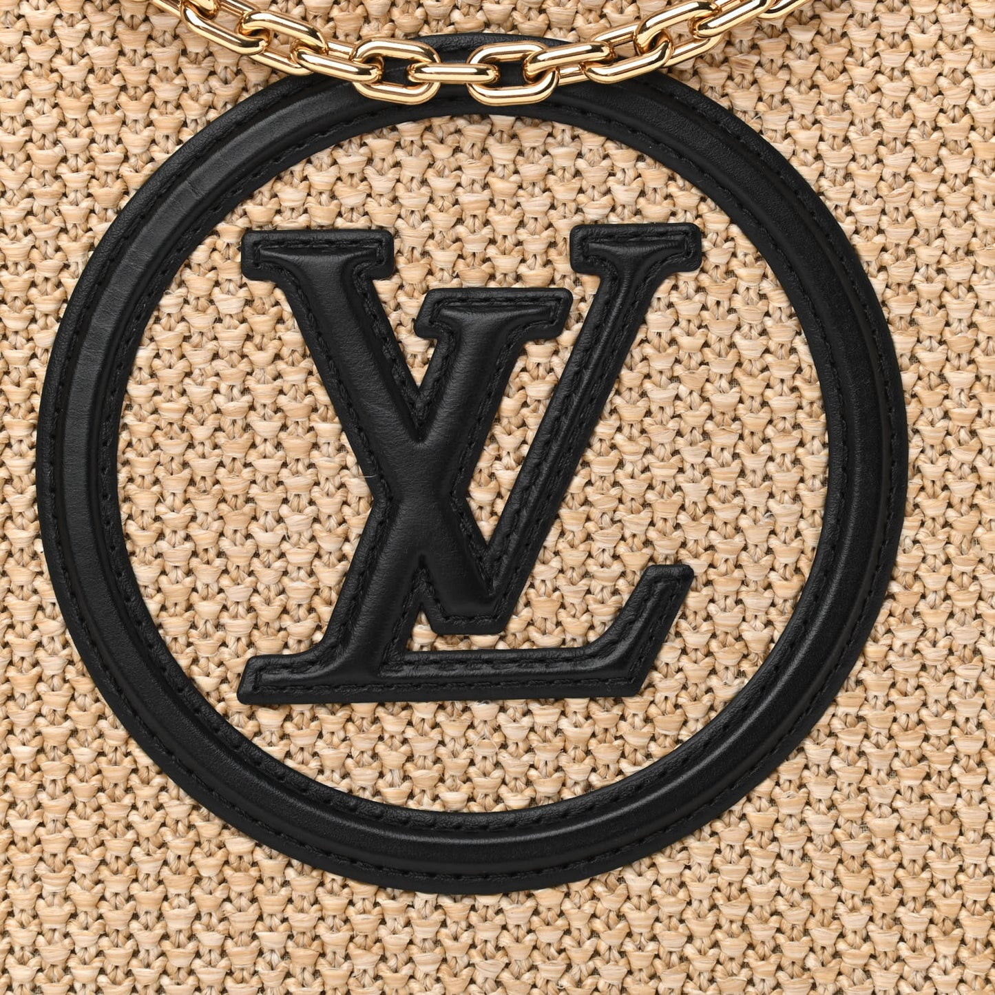 Raffia Calfskin Monogram Giant Pouch