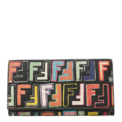 Fendi Zucca Spalmati FF Multicolor Continental Wallet Black 1 of 14