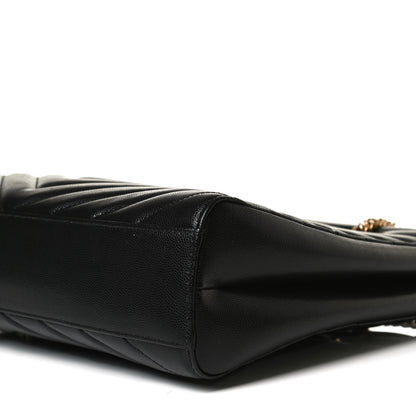 Saint Laurent Grain De Poudre Matelasse Chevron Medium Tribeca Shopping Bag Black 9 of 11