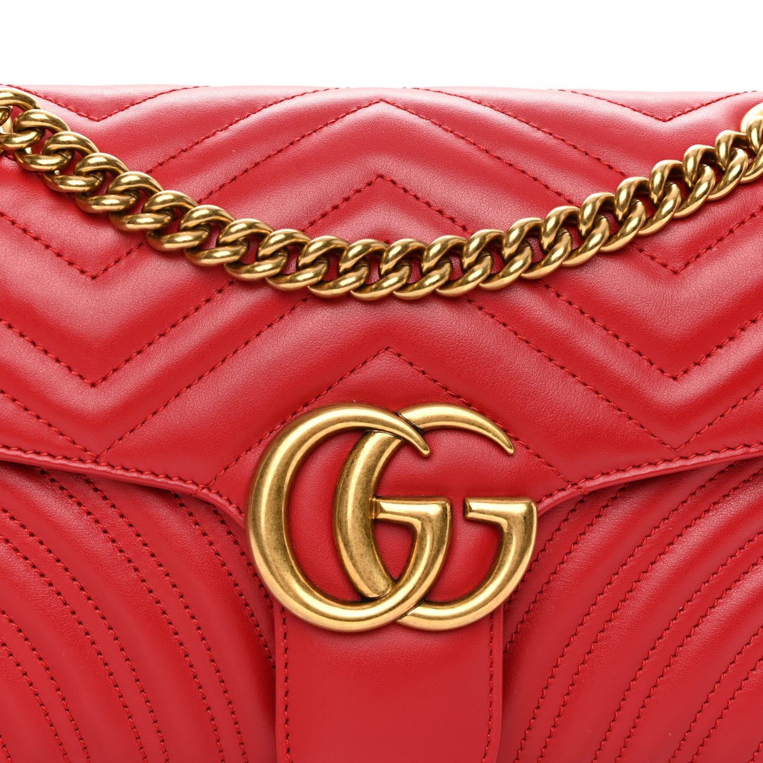 Gucci Calfskin Matelasse Small GG Marmont Shoulder Bag Hibiscus Red 8 of 10