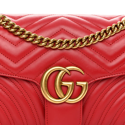 Gucci Calfskin Matelasse Small GG Marmont Shoulder Bag Hibiscus Red 8 of 10