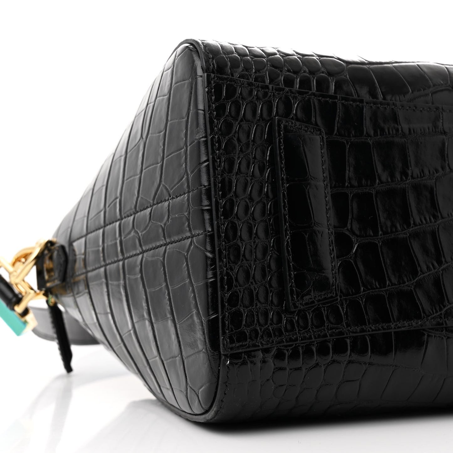 Calfskin Crocodile Embossed Small Antigona Black