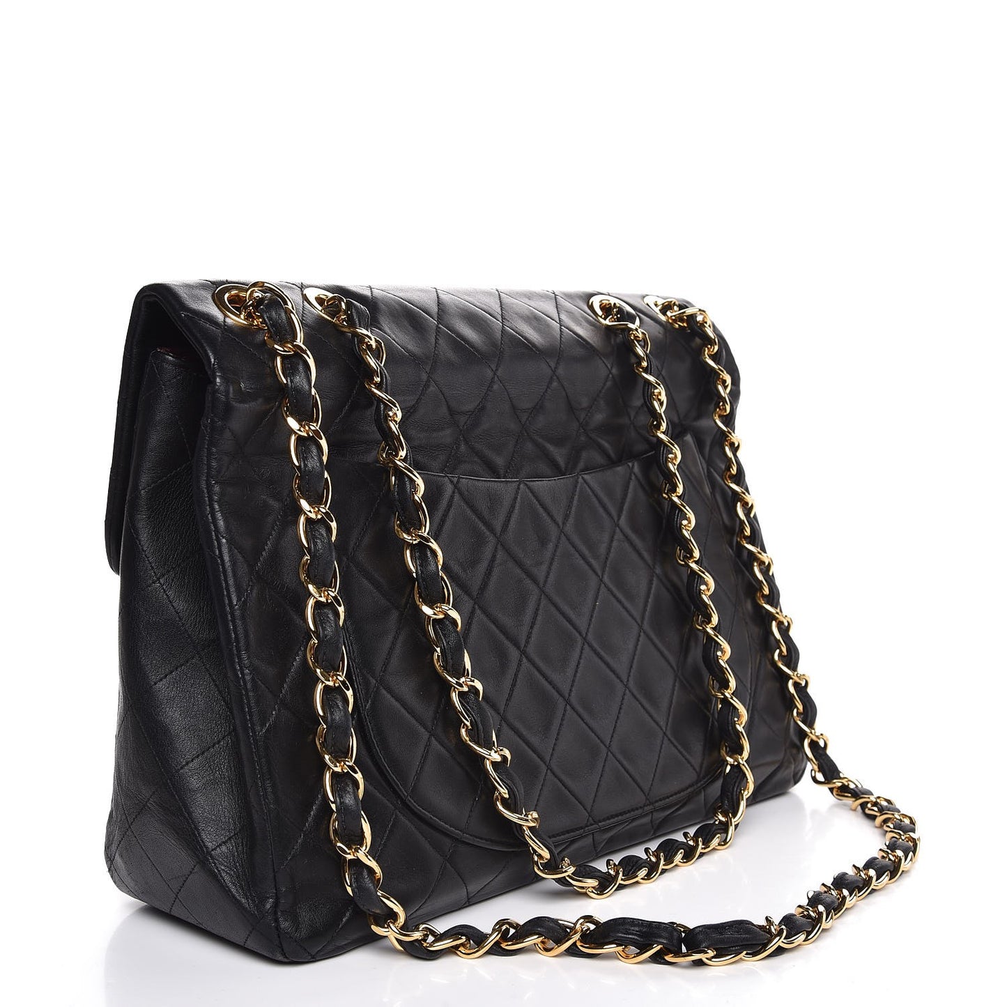 Lambskin Quilted XL Jumbo Single Flap Black
