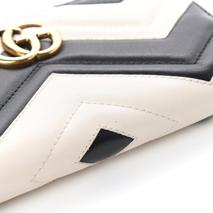 Gucci Calfskin Matelasse GG Marmont Zip Around Wallet Black White 7 of 7