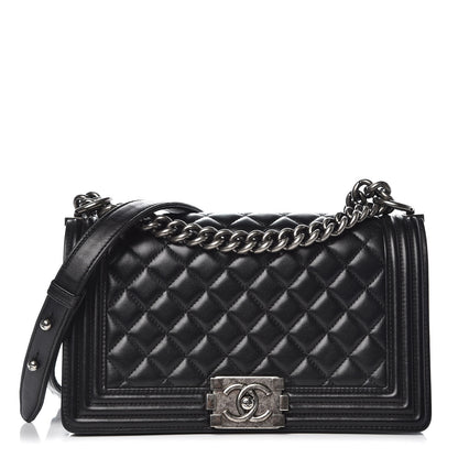 Chanel Lambskin Quilted Medium Boy Flap Black 1 of 15
