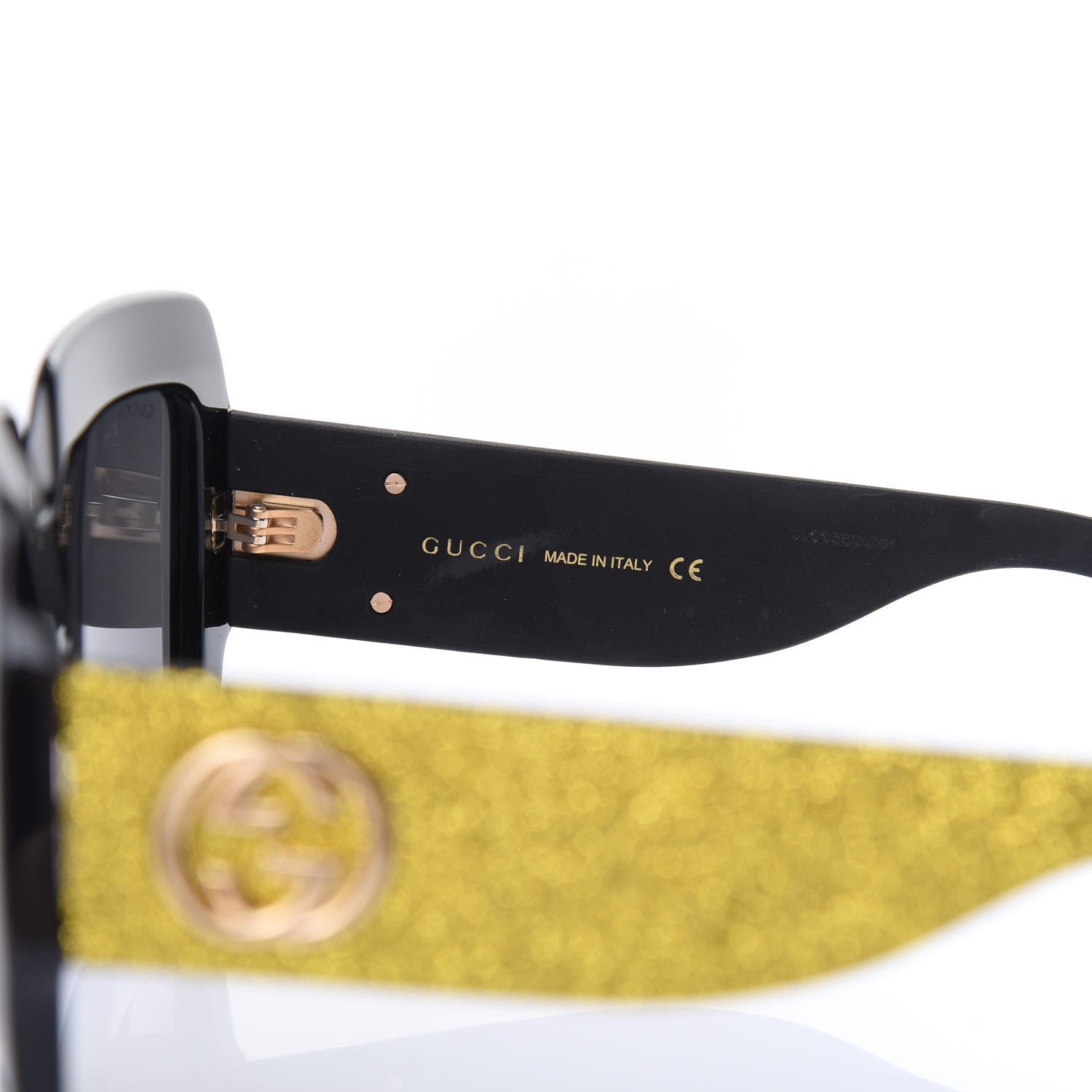 Gucci Square Frame GG0102S Sunglasses Glitter Gold 6 of 8