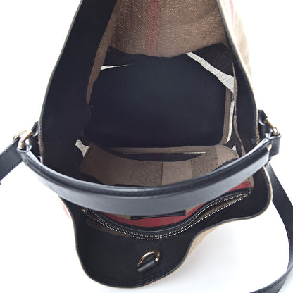 Burberry Canvas Mega Check Medium Ashby Hobo Black 5 of 15