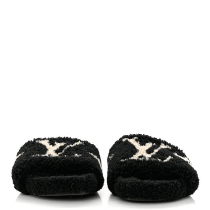 Louis Vuitton Shearling Monogram Giant Paseo Flat Comfort Mule 36 Black 2 of 7