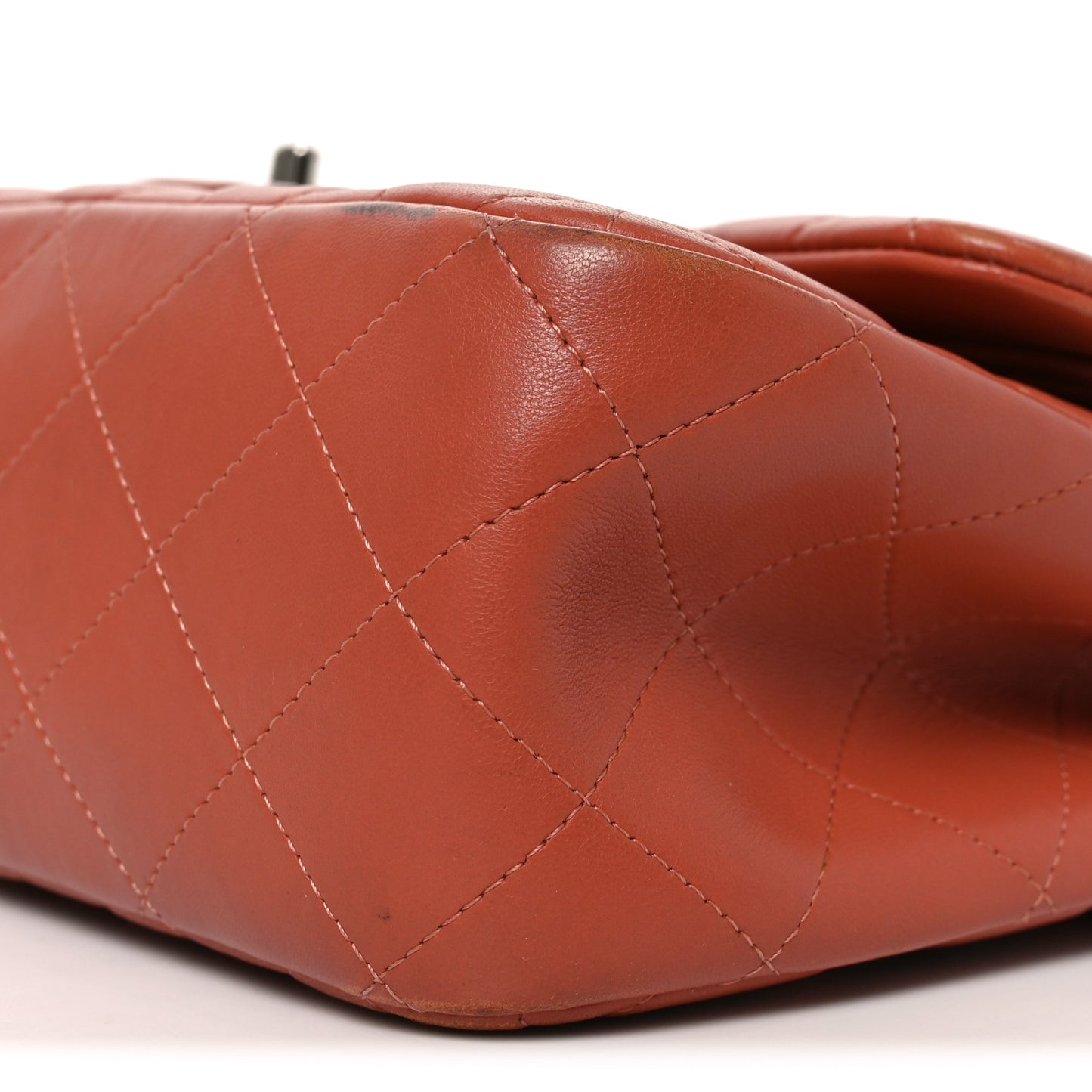 Lambskin Quilted Jumbo Double Flap Orange