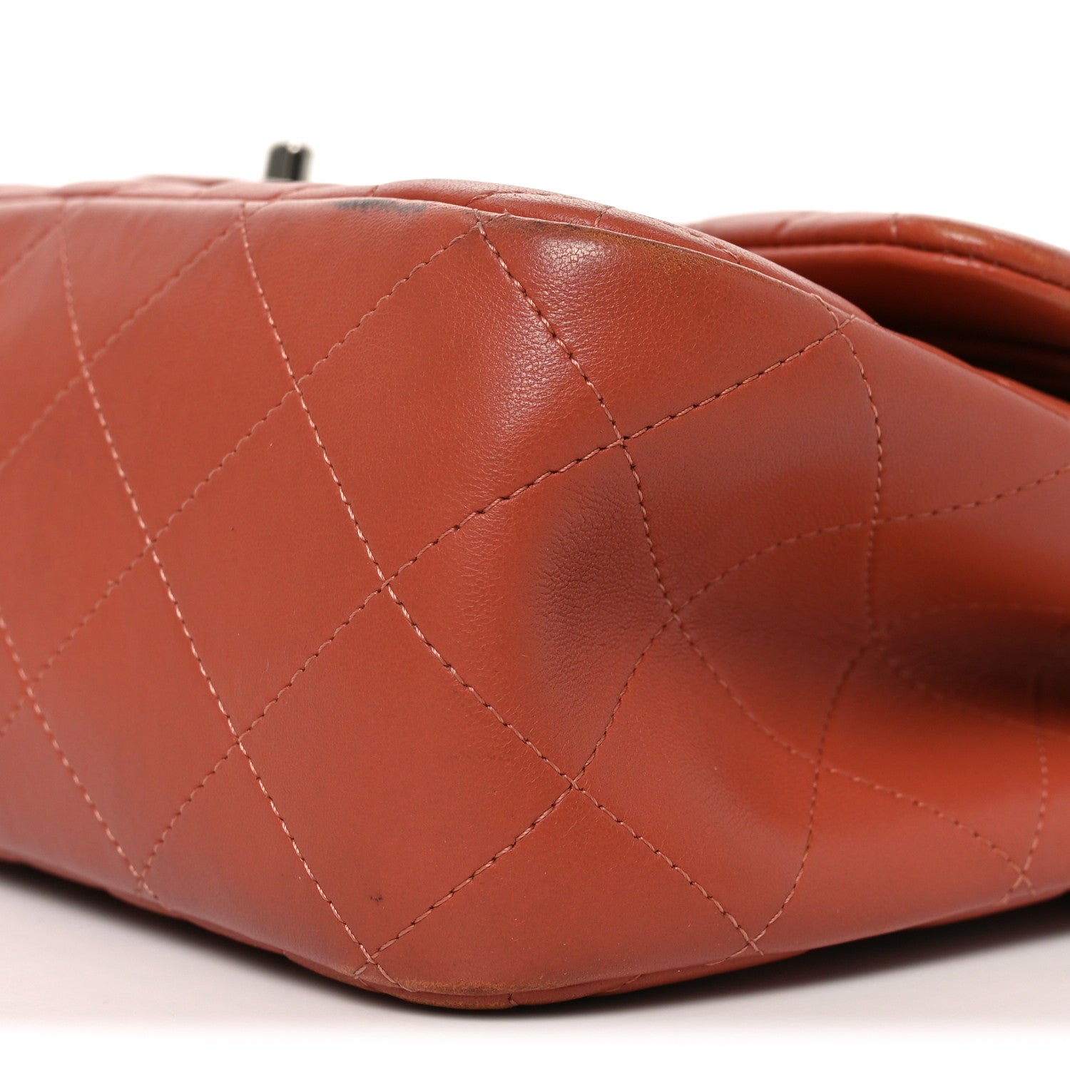 Chanel Lambskin Quilted Jumbo Double Flap Orange 10 of 10