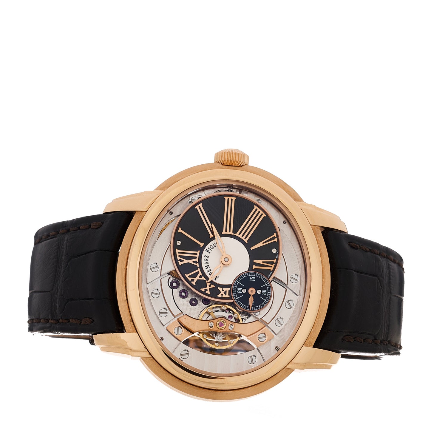 18K Rose Gold Alligator 47mm Millenary 4101 Automatic Watch Silver 15350OR.OO.D093CR.01