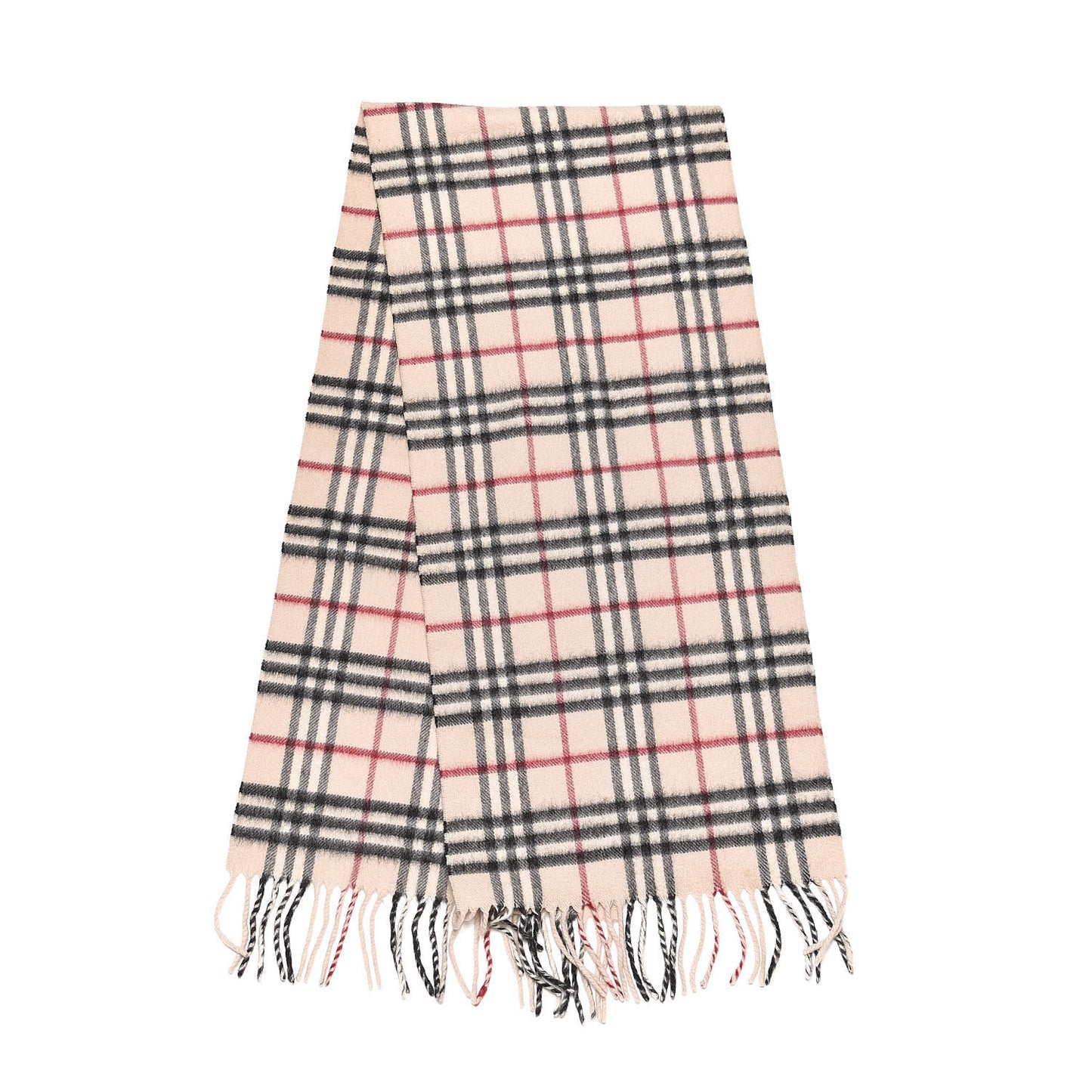 Cashmere House Check Fringe Scarf Beige