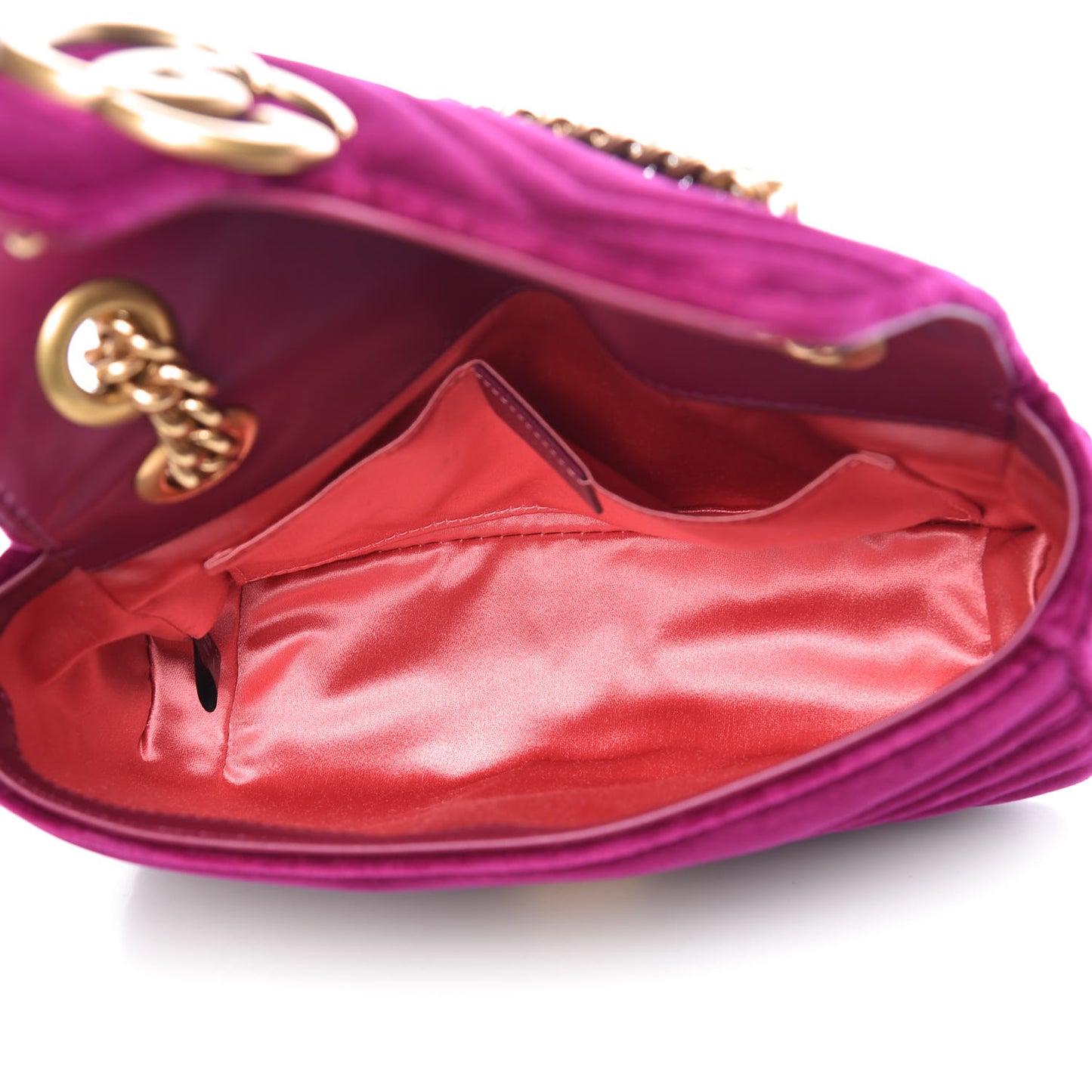 Velvet Matelasse Mini GG Marmont Shoulder Bag Fuchsia Violet Cyclamen