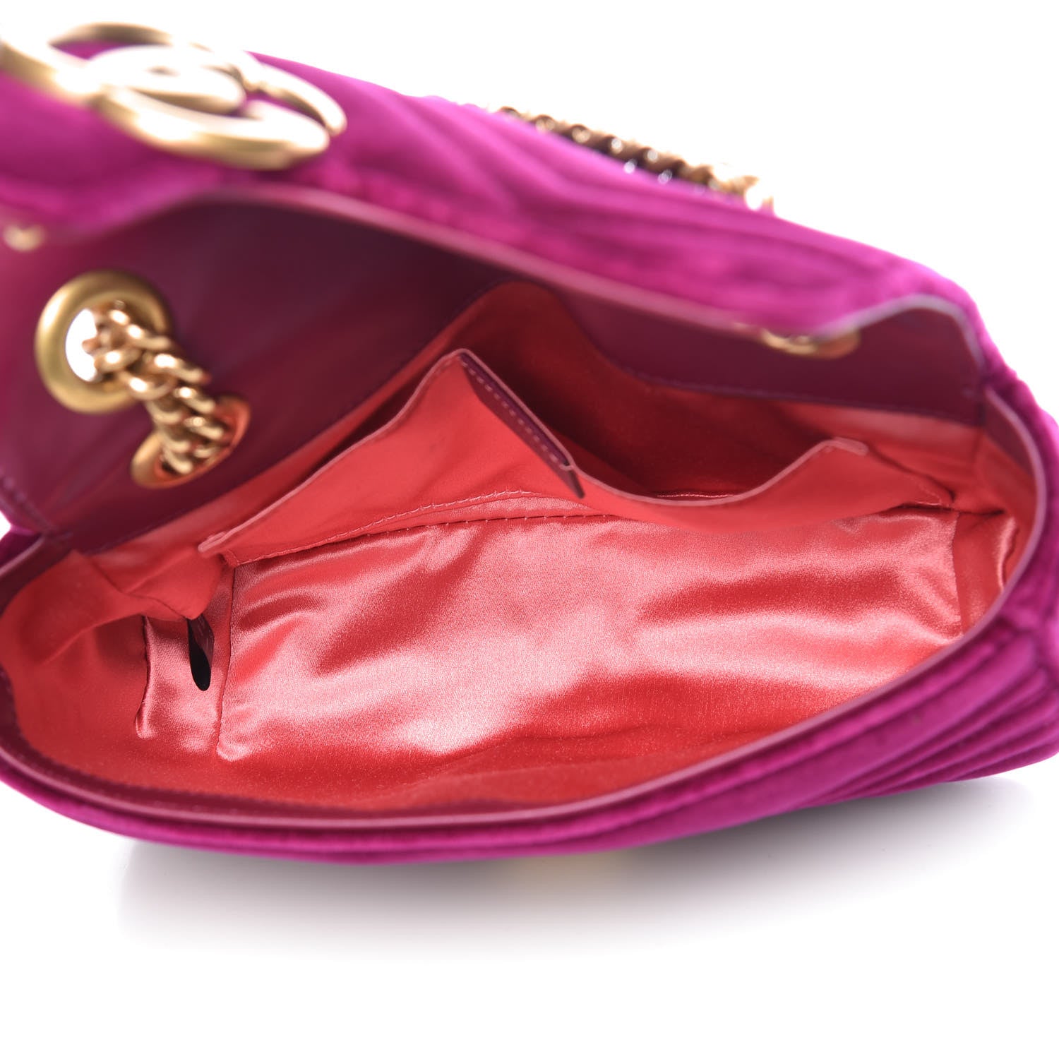 Gucci Velvet Matelasse Mini GG Marmont Shoulder Bag Fuchsia Violet Cyclamen 7 of 10