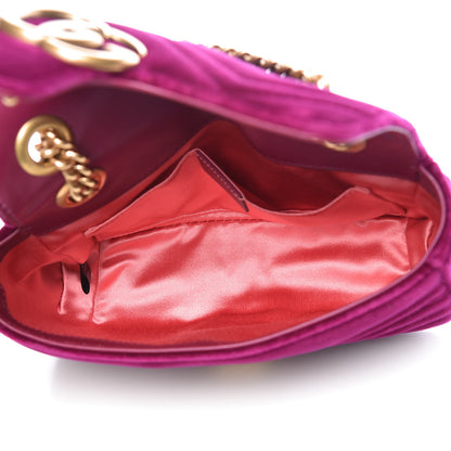 Gucci Velvet Matelasse Mini GG Marmont Shoulder Bag Fuchsia Violet Cyclamen 7 of 10