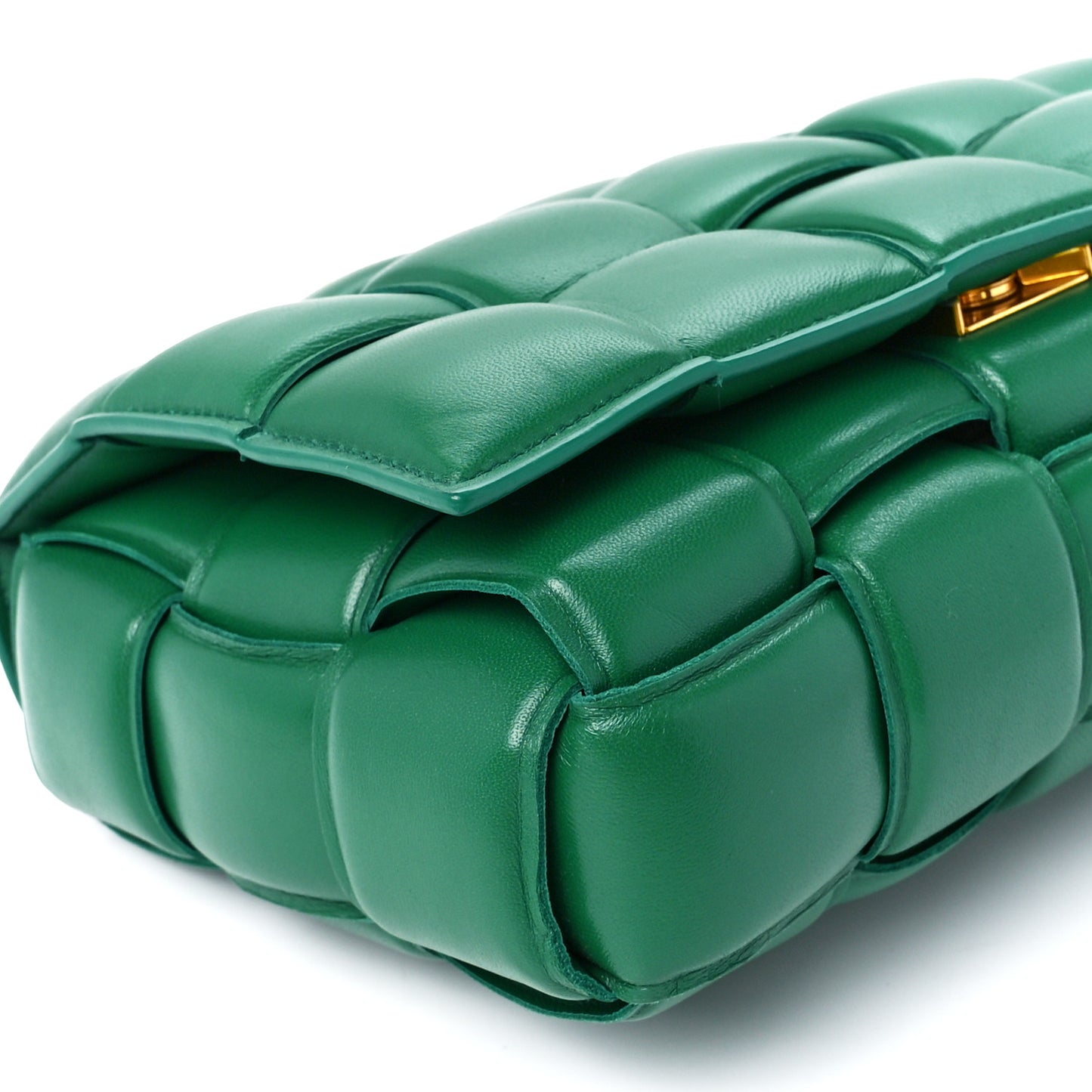 Lambskin Maxi Intreccio Padded Chain Cassette Crossbody Bag Racing Green